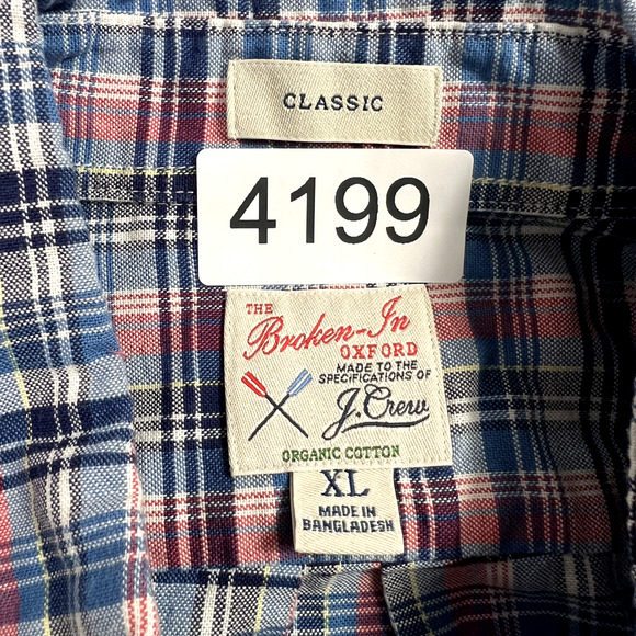 J.Crew Shirt Men's Size XL The Broken Oxford Organic Classic Button Down Plaid - Picture 8 of 8